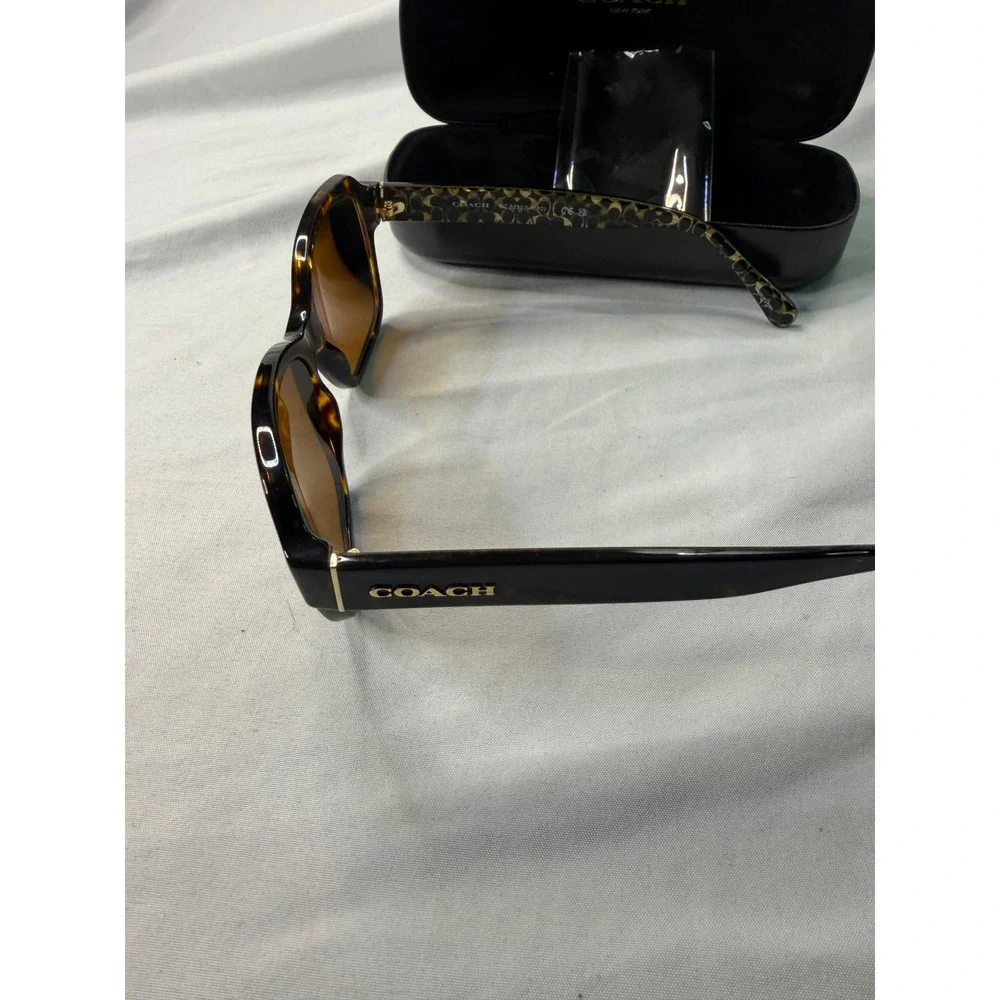 Coach Dark Tortoise Square Sunglasses Signature C Logo Prescription Lenses